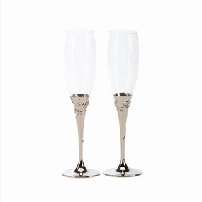 "love" Toasting Champagne Flutes Set In Nickel