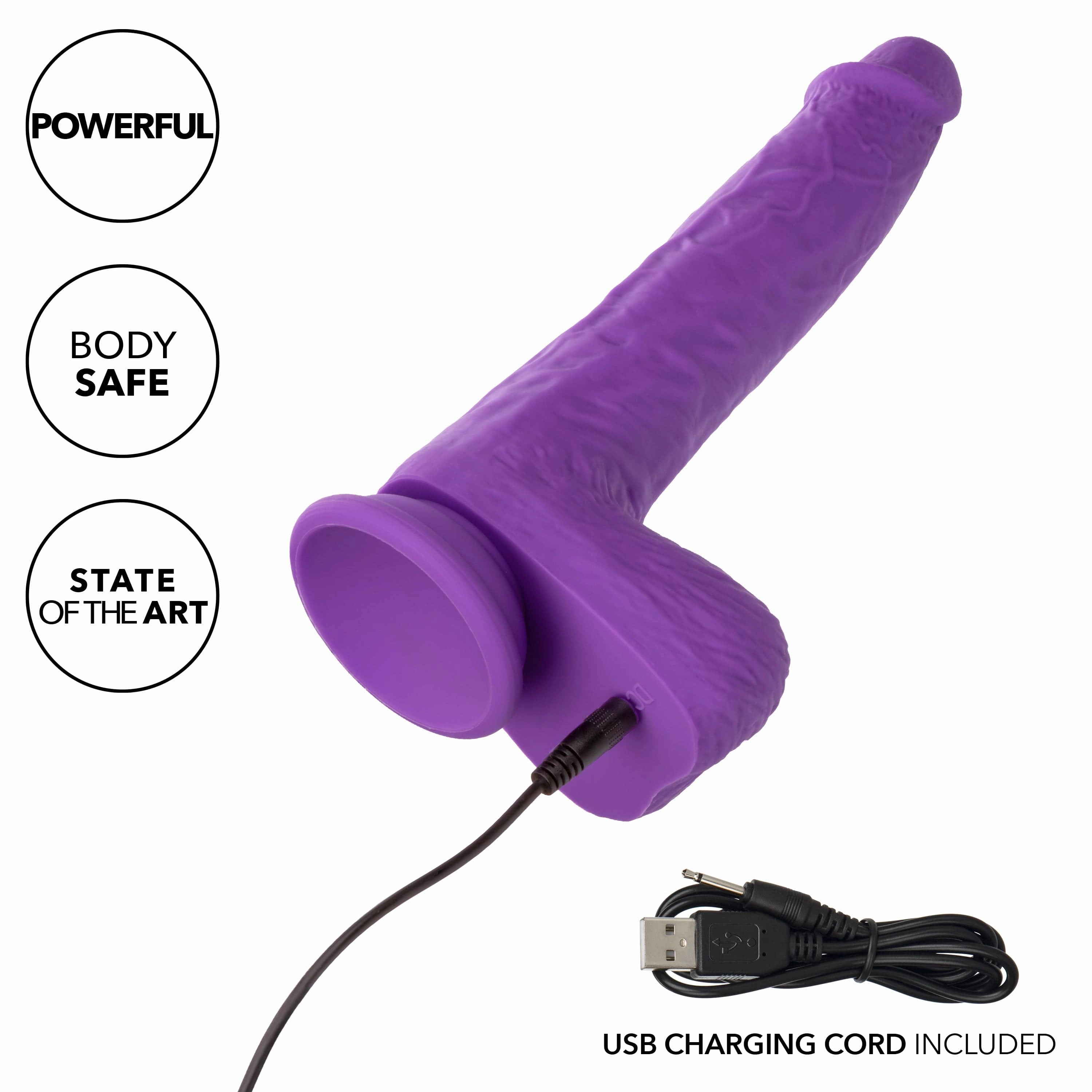 California Exotics - Rechargeable Gyrating and Thrusting Silicone Studs Realistic Dildo with Balls 9.5" (Purple)