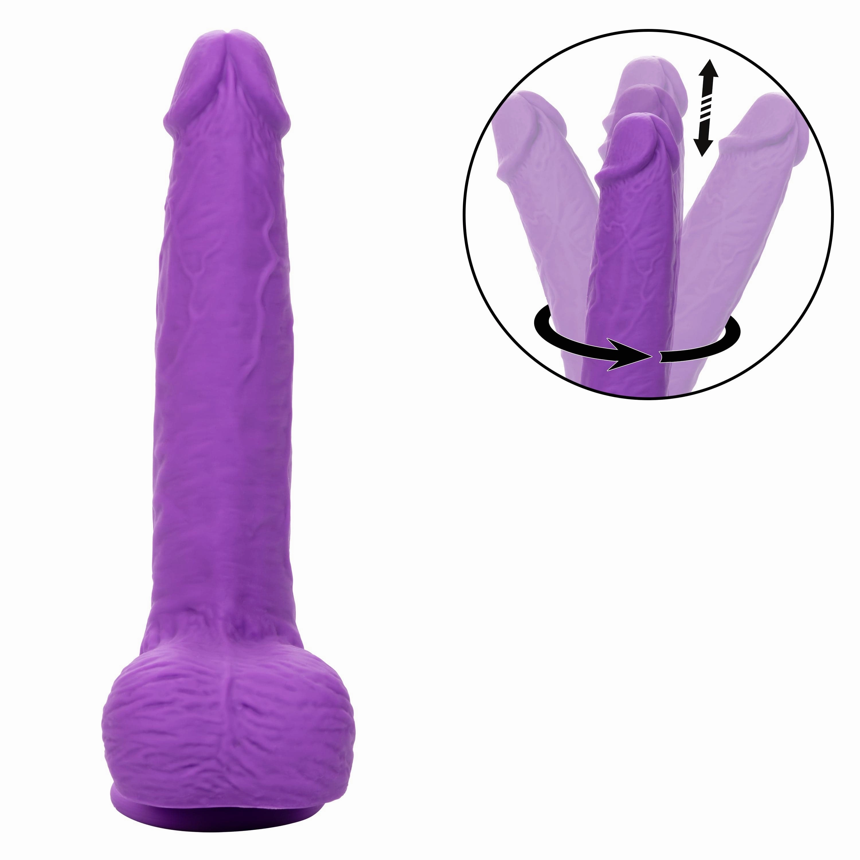 California Exotics - Rechargeable Gyrating and Thrusting Silicone Studs Realistic Dildo with Balls 9.5" (Purple)