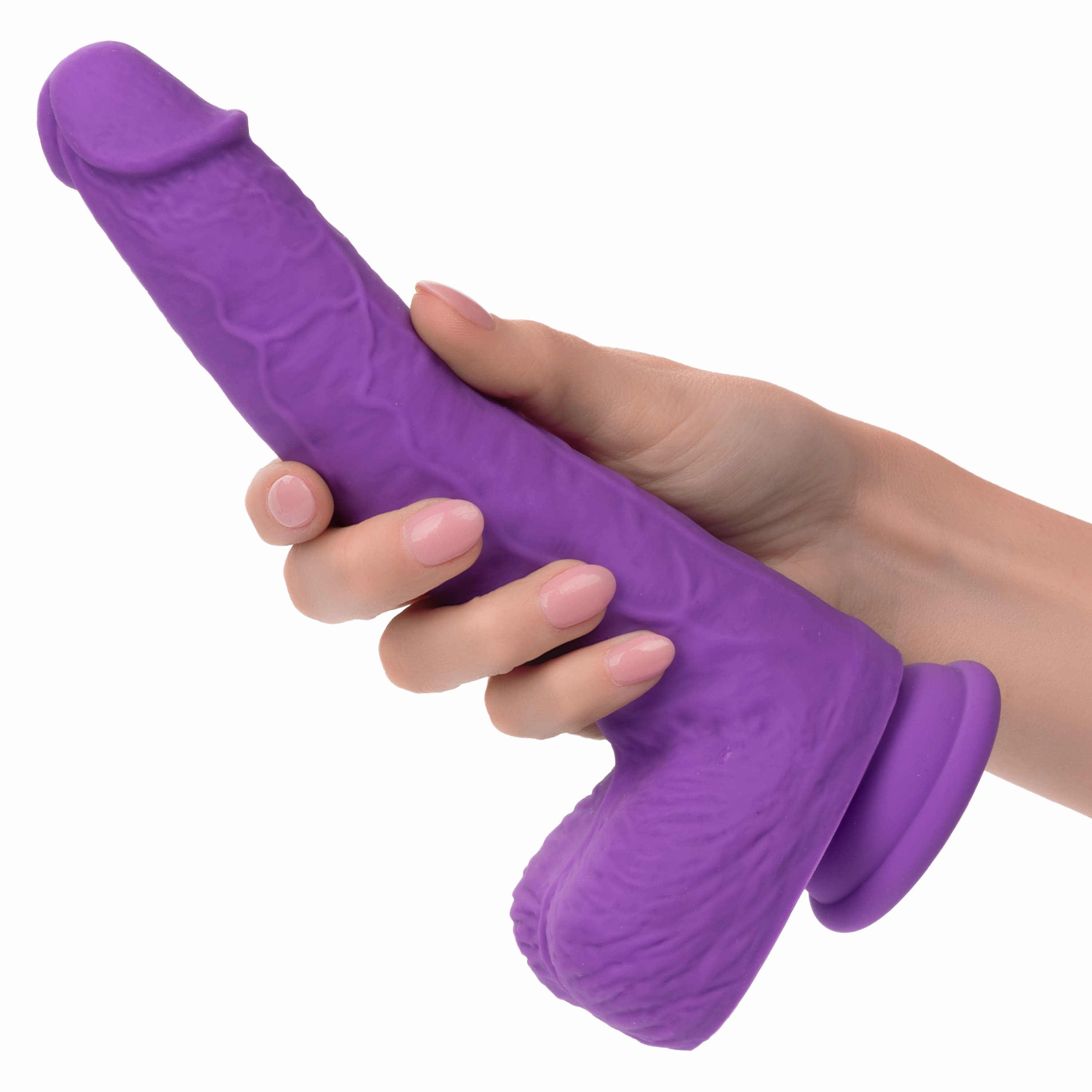 California Exotics - Rechargeable Gyrating and Thrusting Silicone Studs Realistic Dildo with Balls 9.5" (Purple)