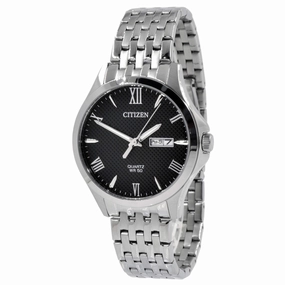Citizen Men's Watch - Day-Date Black Dial Silver Tone Steel Bracelet | BF2020-51E
