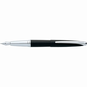 Cross Fountain Pen - ATX Basalt Black Finish Barrel with Chrome, Medium Nib | 886-3MS