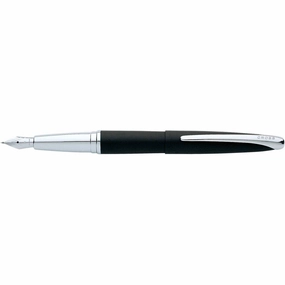 Cross Fountain Pen - ATX Basalt Black Finish Barrel with Chrome, Medium Nib | 886-3MS
