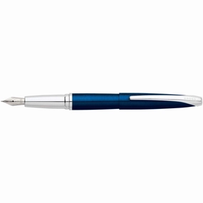 Cross Fountain Pen - ATX Translucent Blue Lacquer with Chrome, Fine Nib | 886-37FS