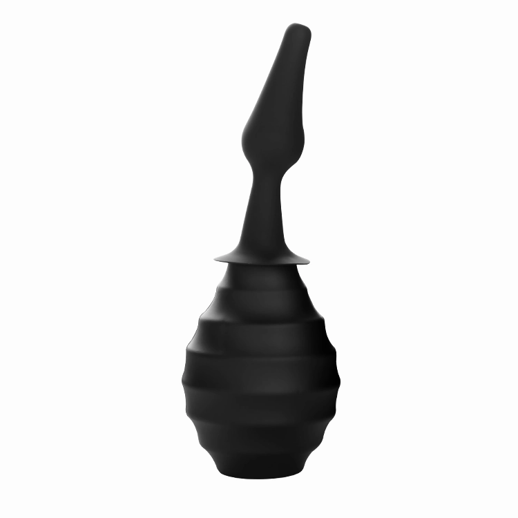 Curved Tip High Quality Silicone Ribbed Anal Douche Enema Bulb 380ML