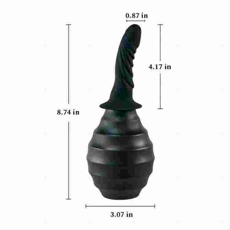Curved Tip High Quality Silicone Ribbed Anal Douche Enema Bulb 380ML