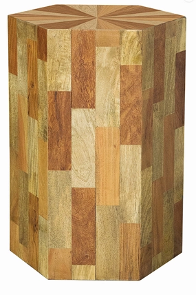 Dermot Hexagon Sunburst Top Accent Table Natural