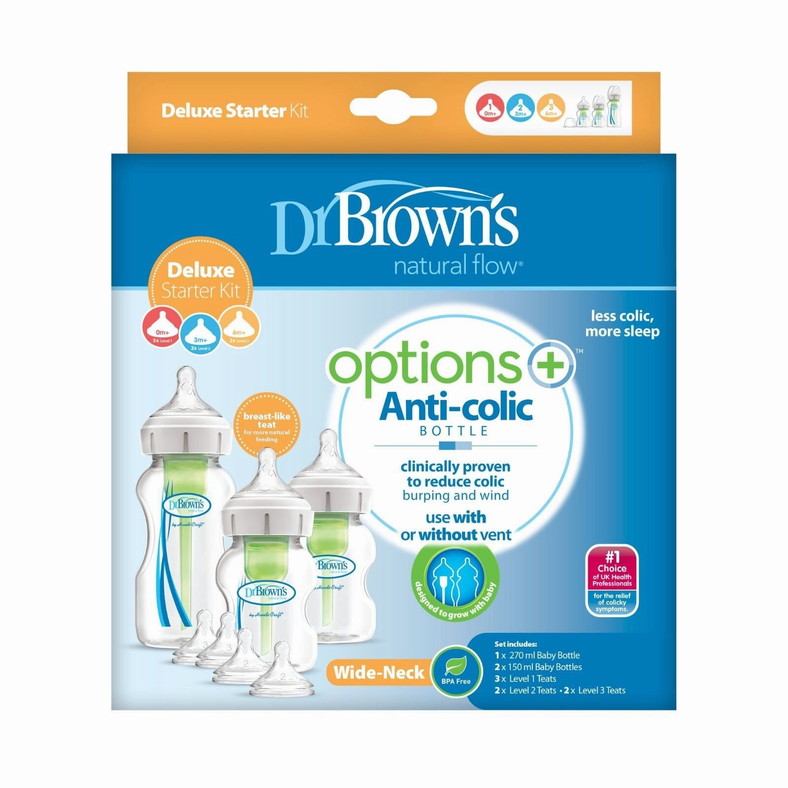 Dr. Brown's Options  Anti-Colic Baby Bottle Wide Neck Starter Kit
