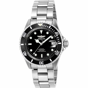 Invicta Men's Watch - Pro Diver Automatic Black Dial Silver Steel Bracelet | 9937OB