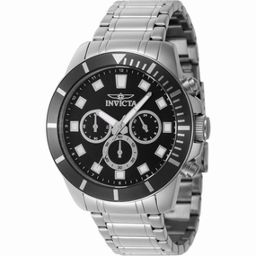 Invicta Men's Watch - Pro Diver Chronograph Black Dial Silver Steel Bracelet | 46031