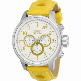 Invicta Men's Watch - S1 Rally Quartz Chrono White Dial Yellow Leather Strap | 24081