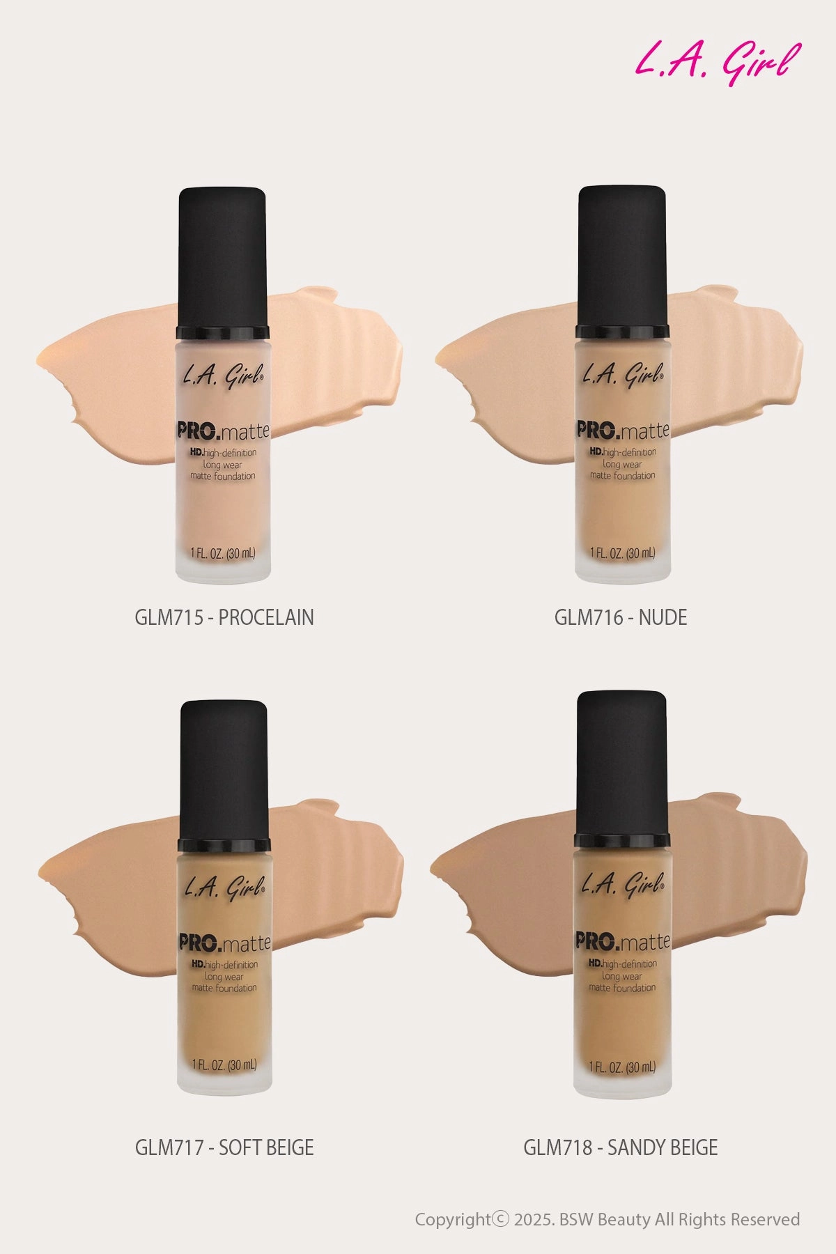 L.A GIRL PRO MATTE FOUNDATION 1oz