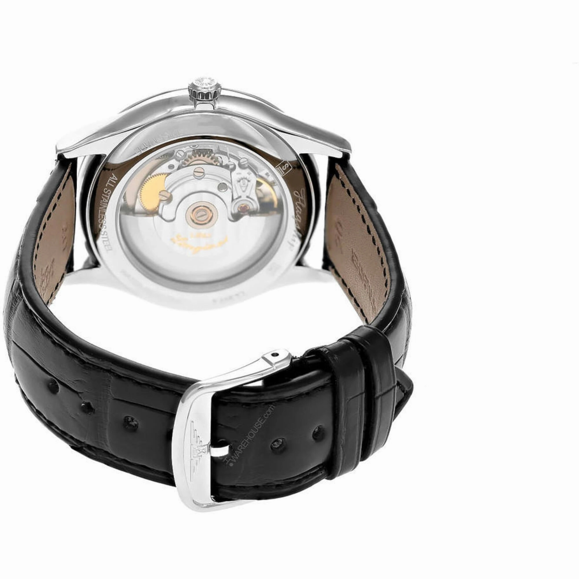 Longines Men's Watch - Flagship Automatic White Dial Black Leather Strap | L48994122