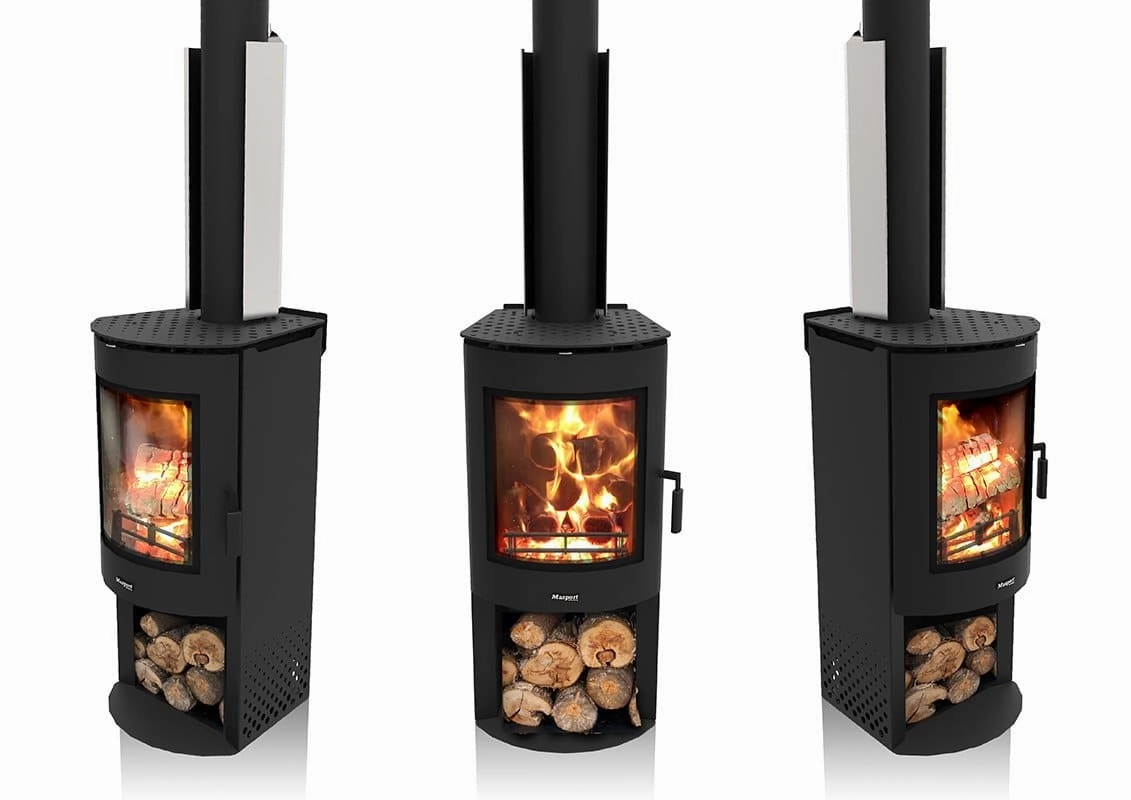 Masport Freestanding Akaroa Radiant Fire with Wood Stacker
