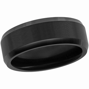 Men's Ring - Brushed and Polished Black 8mm Tungsten, Size 9 | SW-2078-9