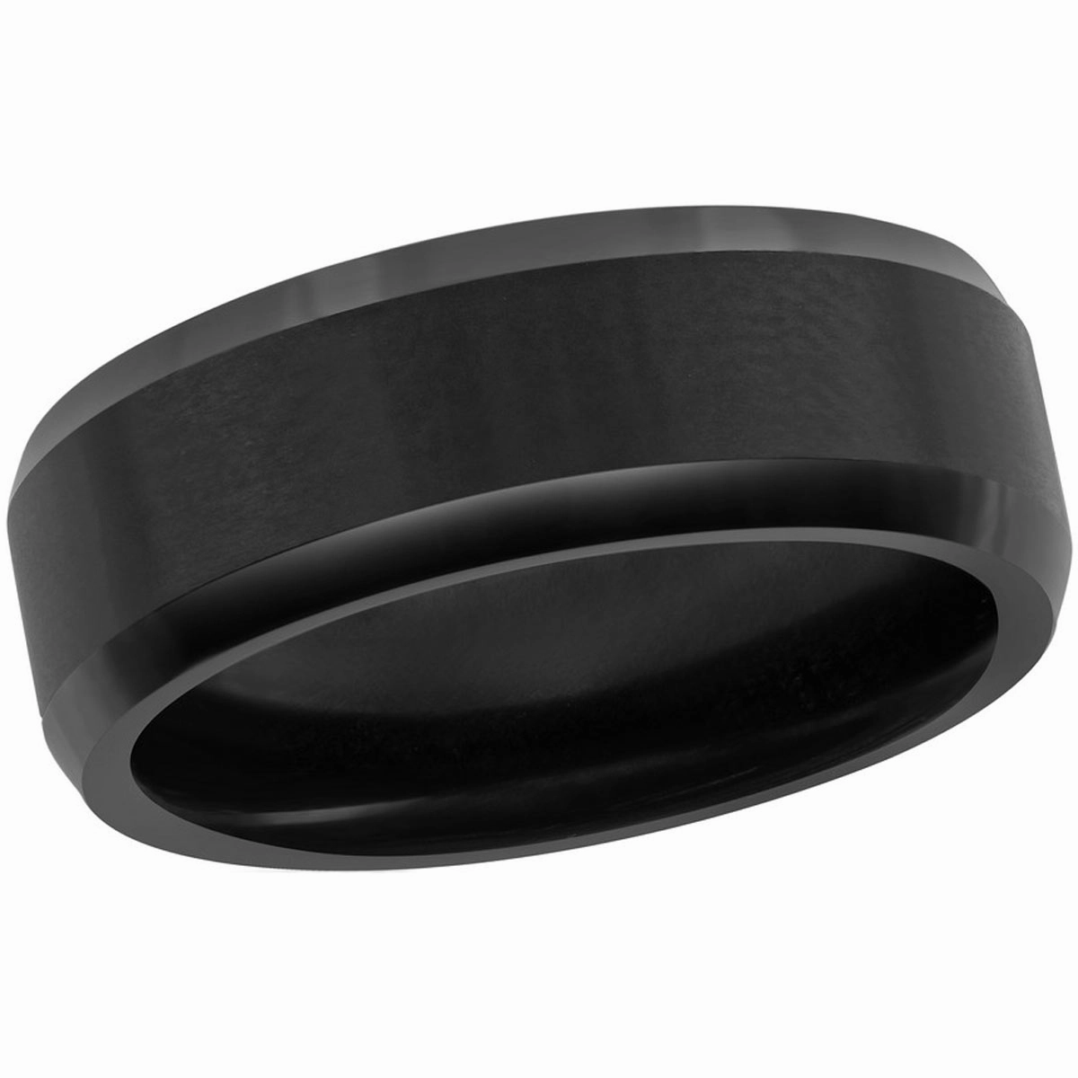 Men's Ring - Brushed and Polished Black 8mm Tungsten, Size 9 | SW-2078-9