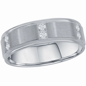 Men's Ring - Stainless Steel Brushed and Polished CZ, Size 9 | SW-2100-9