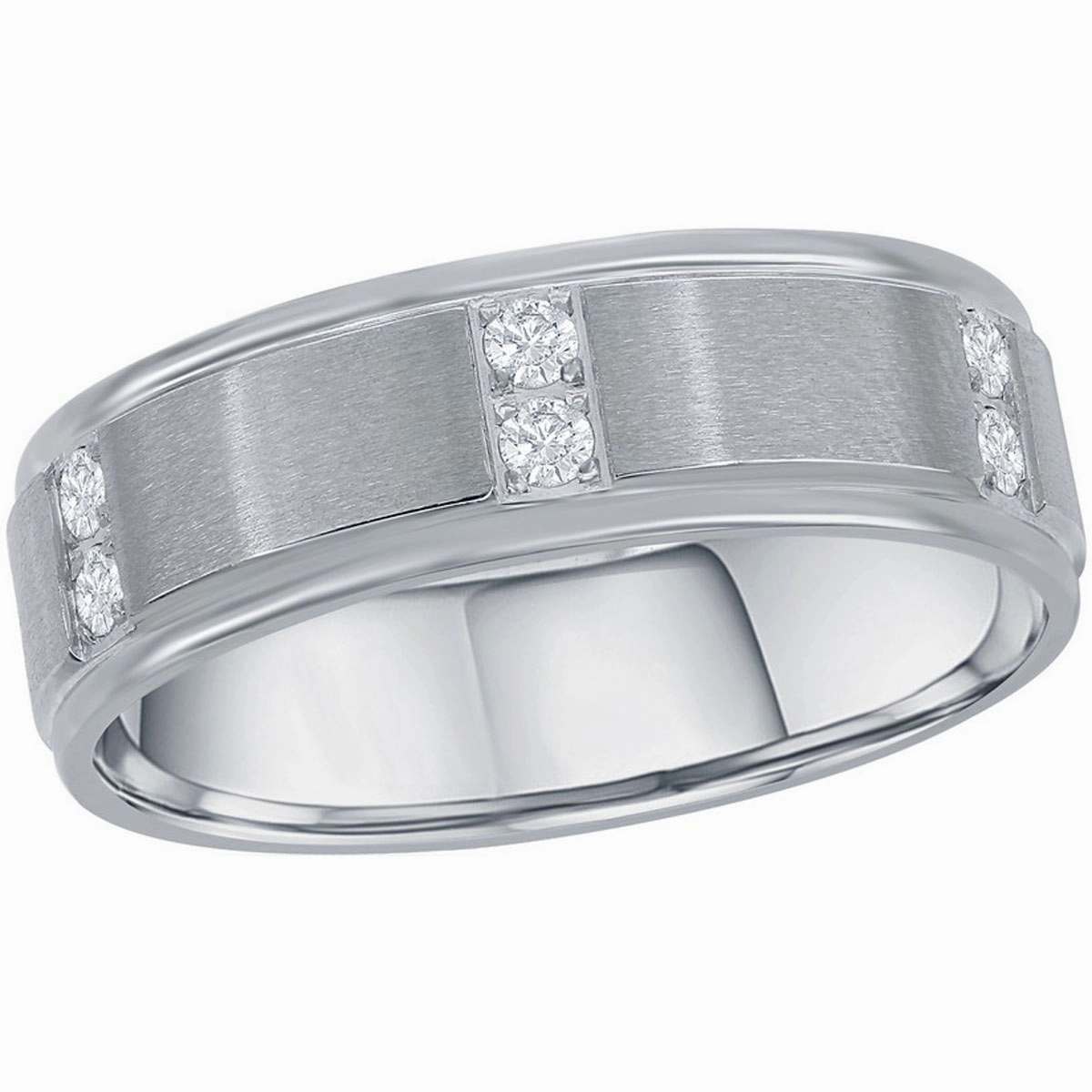 Men's Ring - Stainless Steel Brushed and Polished CZ, Size 9 | SW-2100-9