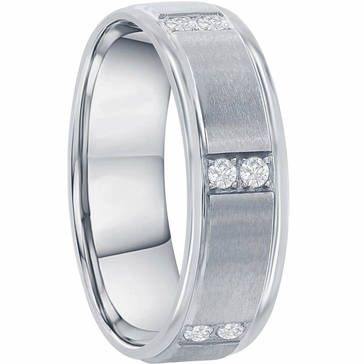 Men's Ring - Stainless Steel Brushed and Polished CZ, Size 9 | SW-2100-9