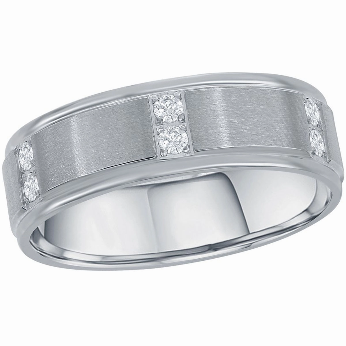 Men's Ring - Stainless Steel Brushed and Polished CZ, Size 9 | SW-2100-9