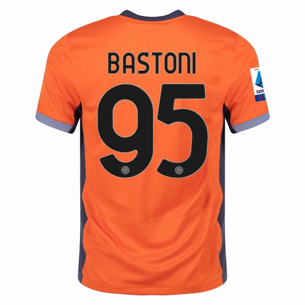 Nike Inter Milan Alessandro Bastoni Third Jersey w/ Serie A   Copa Italia Patches 23/24 (Safety Orange/Thunder Blue)