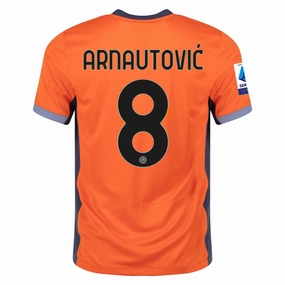 Nike Inter Milan Marko Arnautović Third Jersey w/ Serie A   Copa Italia Patches 23/24 (Safety Orange/Thunder Blue)