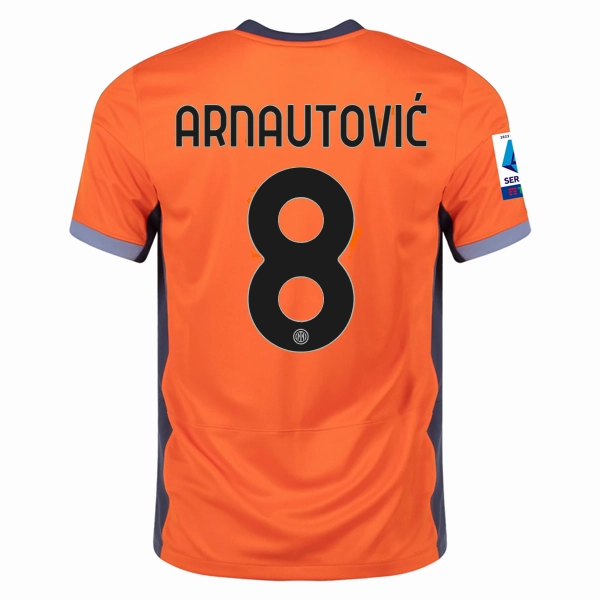 Nike Inter Milan Marko Arnautović Third Jersey w/ Serie A   Copa Italia Patches 23/24 (Safety Orange/Thunder Blue)
