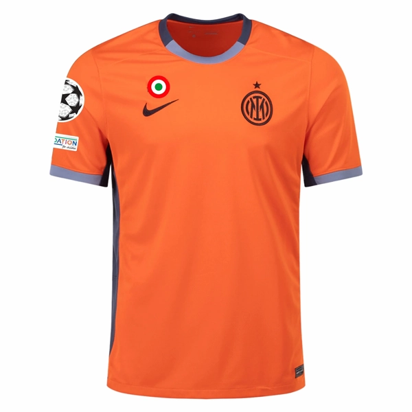 Nike Inter Milan Nicolo Barella Third Jersey w/ Champions League Patches 23/24 (Safety Orange/Thunder Blue)