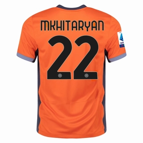 Nike Inter MilanHenrikh Mkhitaryan Third Jersey w/ Serie A   Copa Italia Patches 23/24 (Safety Orange/Thunder Blue)