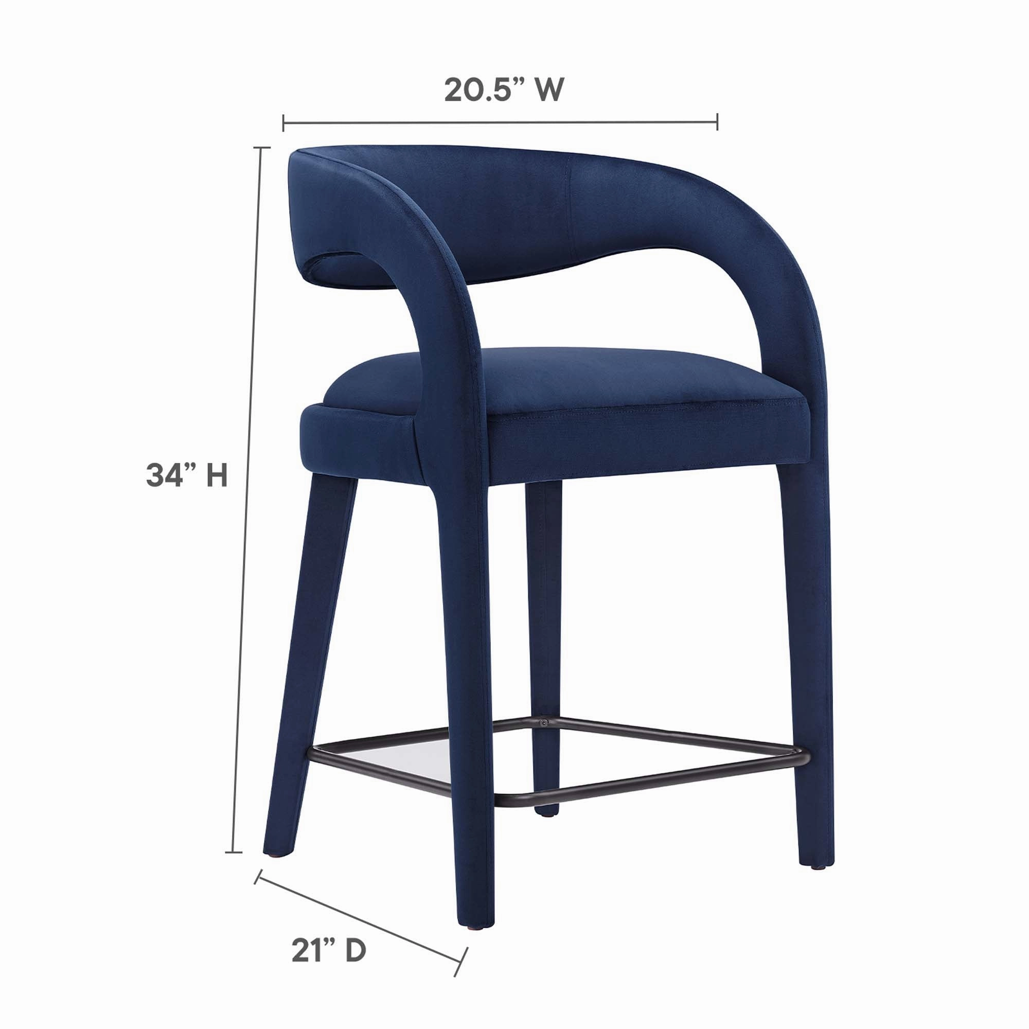 Pinnacle Performance Velvet Counter Stool Set of Two by Modway