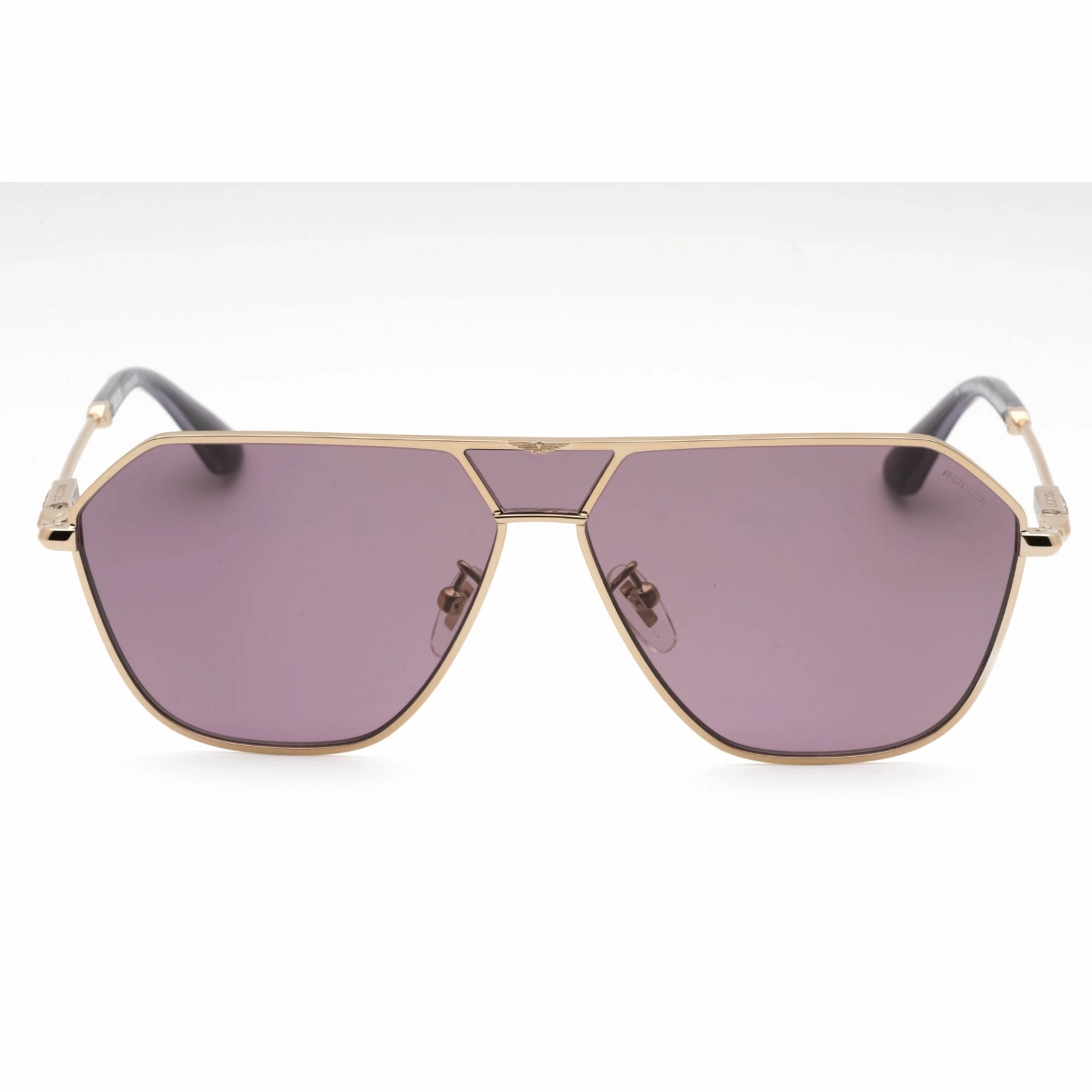 Police Women's Sunglasses - Polished Grey Gold Metal Aviator Shape Frame| SPLL89 8FFY
