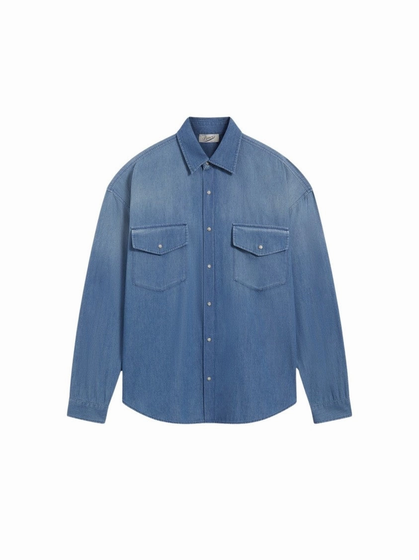Relaxed-Fit Button-Down Shirt With Textured Fabric