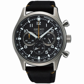 Seiko Men's Watch - Chronograph Quartz Black Dial Nylon Strap | SSB449P1