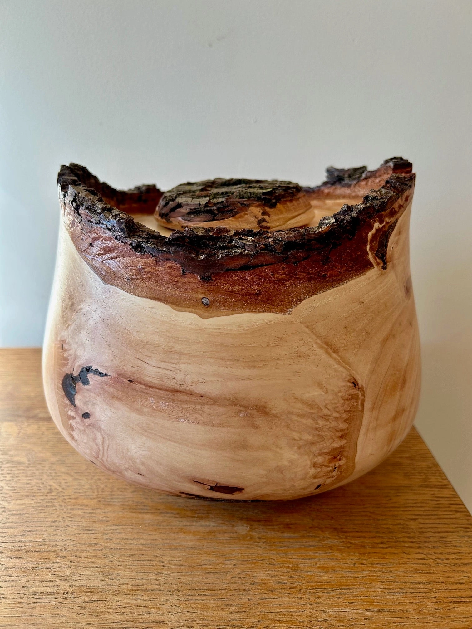 Small Natural Edge Pecan Turned Urn K5