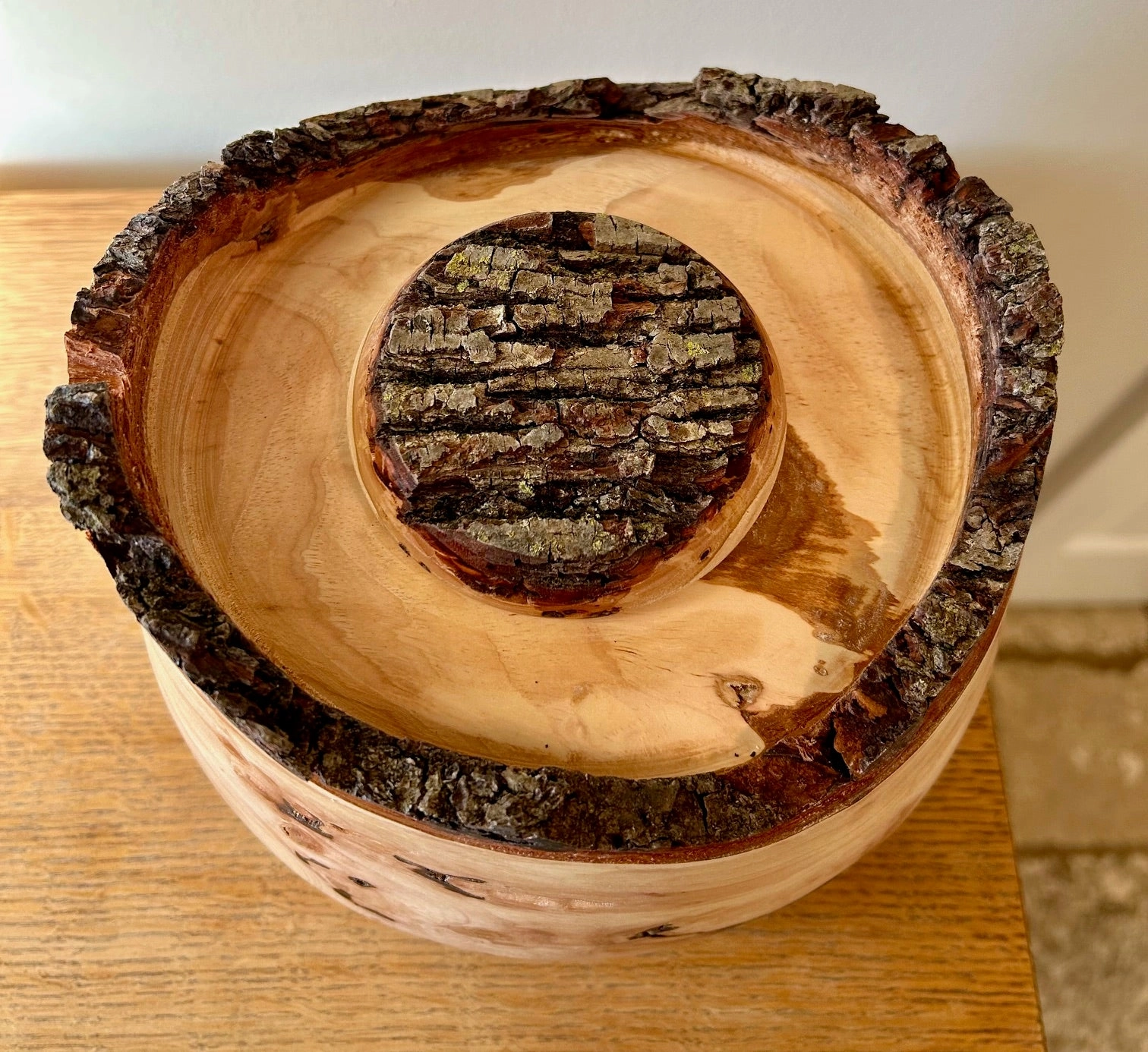 Small Natural Edge Pecan Turned Urn K5