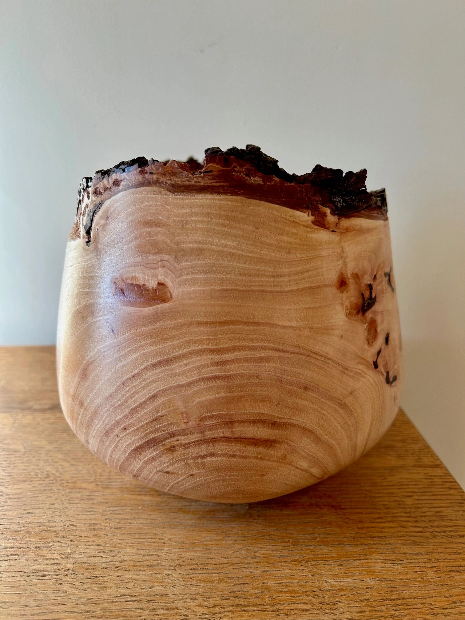 Small Natural Edge Pecan Turned Urn K5