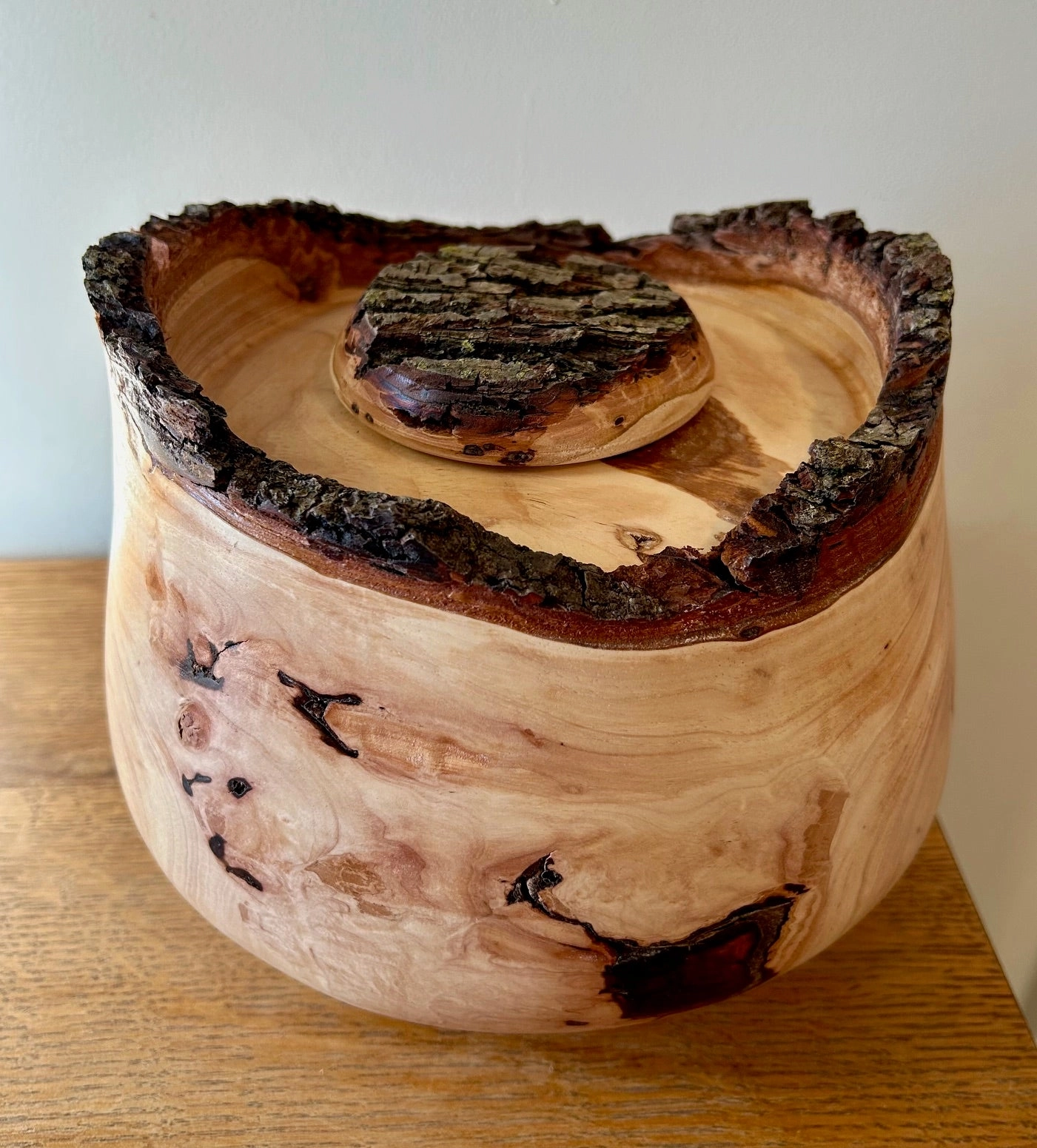 Small Natural Edge Pecan Turned Urn K5