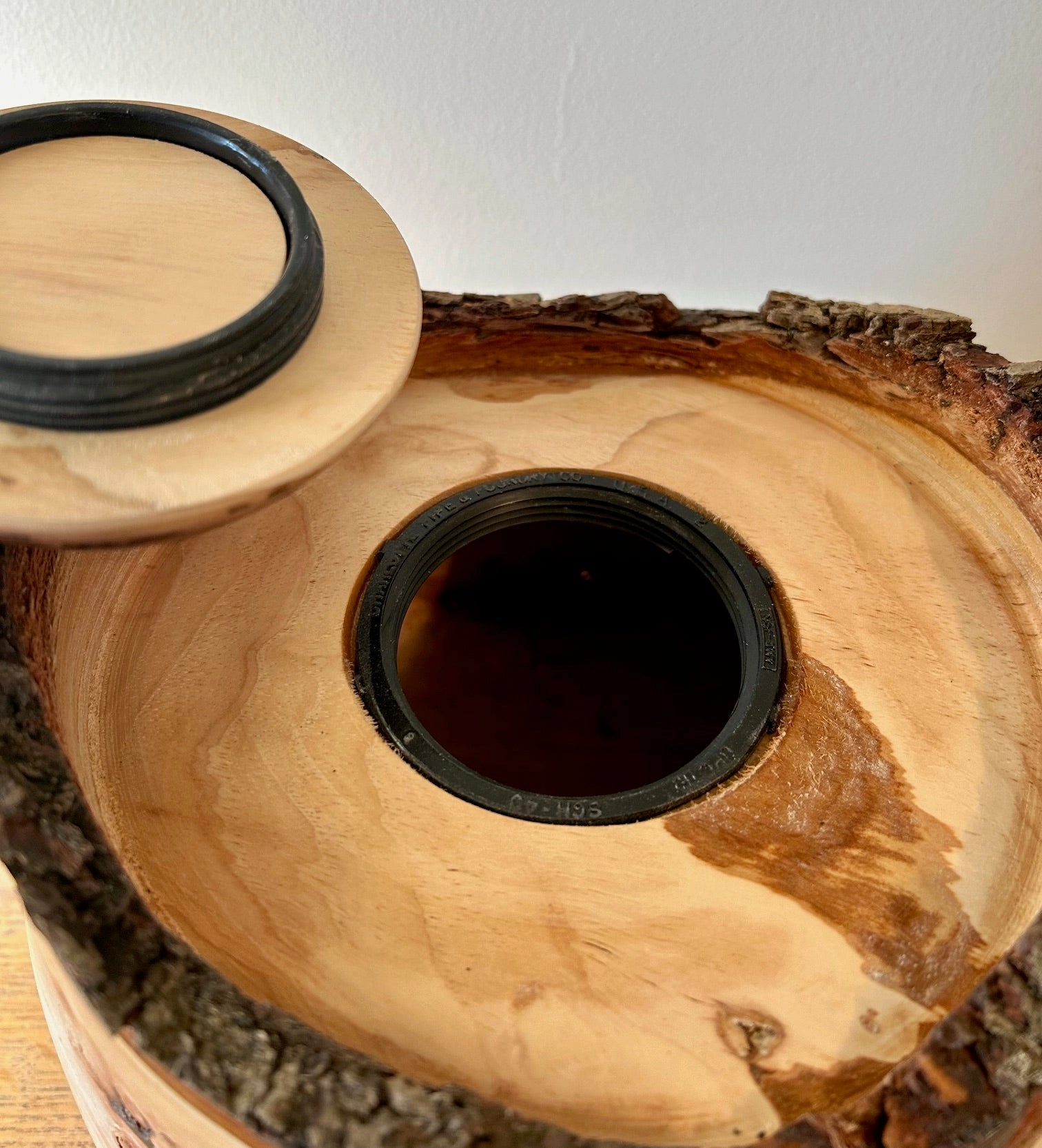 Small Natural Edge Pecan Turned Urn K5
