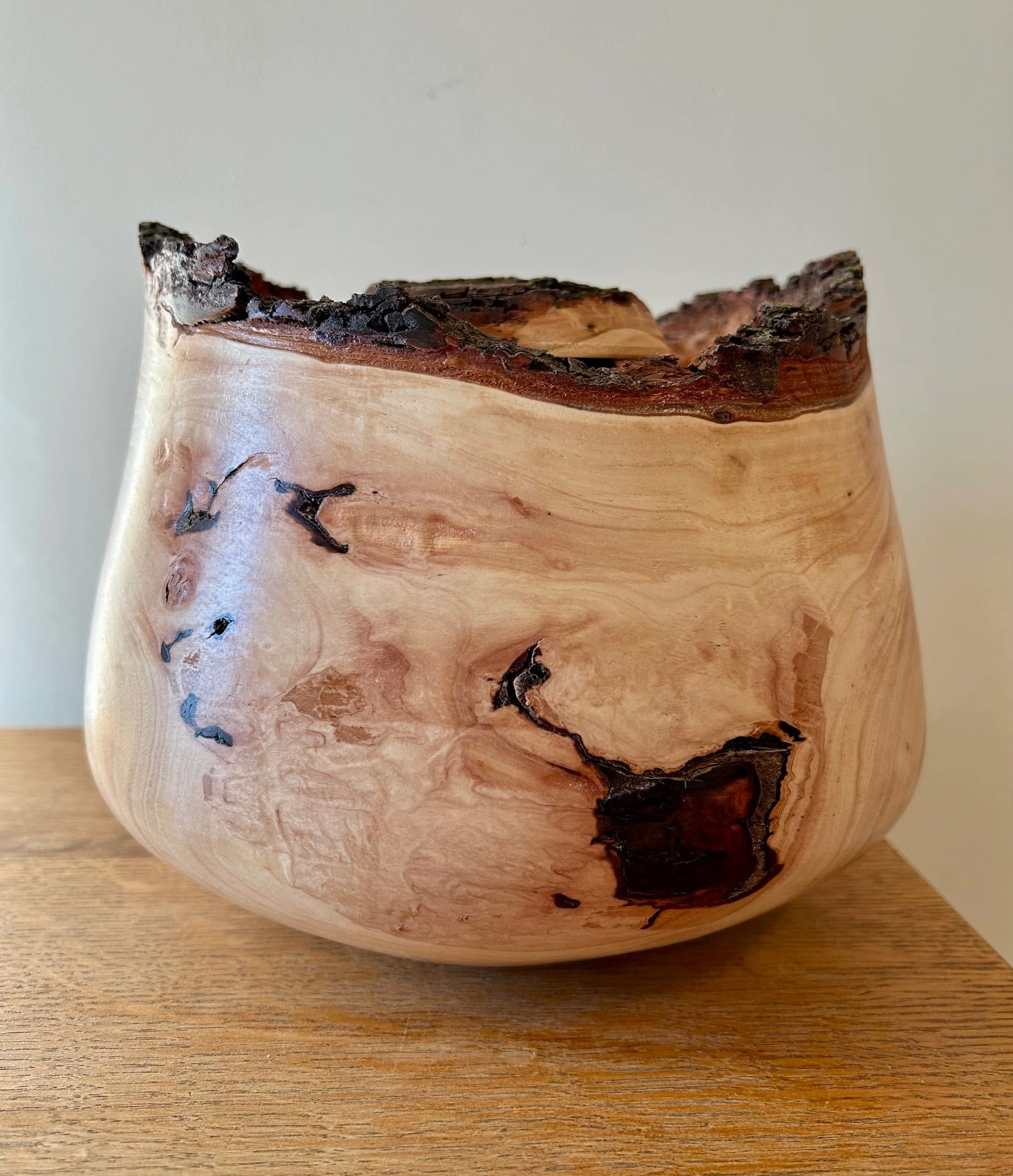 Small Natural Edge Pecan Turned Urn K5