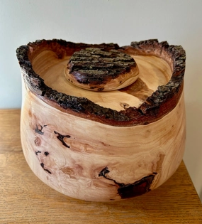 Small Natural Edge Pecan Turned Urn K5