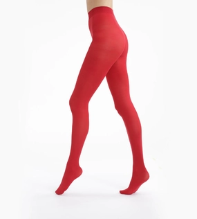 Style 50 velvety intense red opaque tights