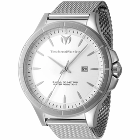Technomarine Men's Watch - MoonSun Date Silver Dial Steel Mesh Bracelet | TM-822002