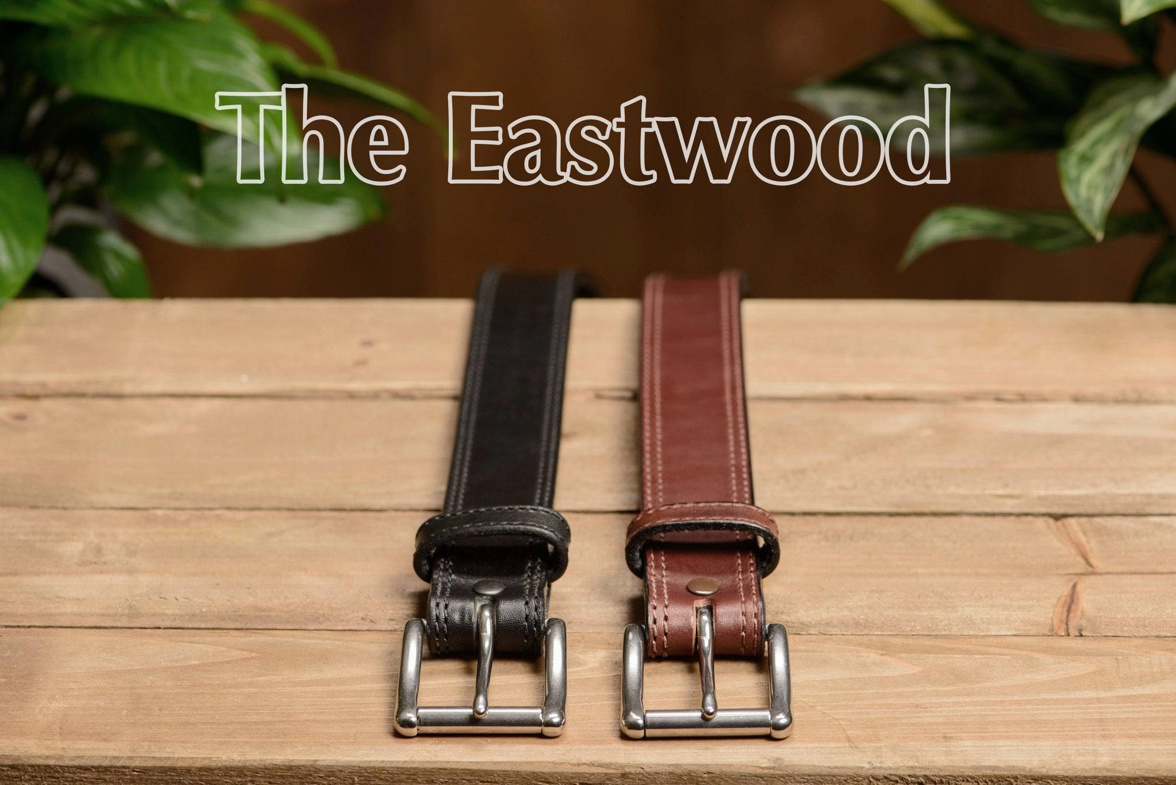 The Eastwood: Men's Black Double Stitched Leather Belt Max Thick 1.50"