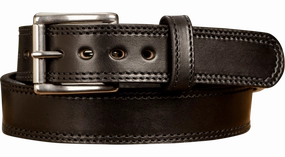 The Eastwood: Men's Black Double Stitched Leather Belt Max Thick 1.50"