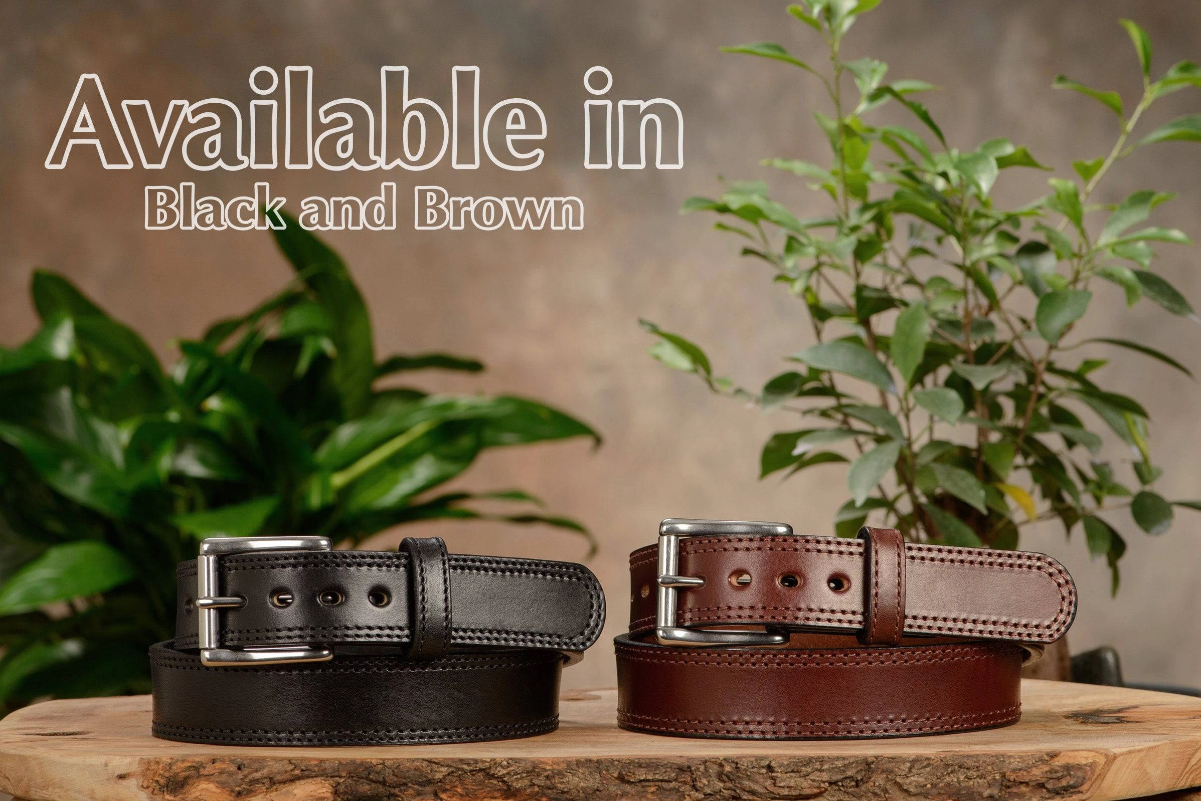 The Eastwood: Men's Black Double Stitched Leather Belt Max Thick 1.50"