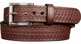 The Eastwood: Men's Brown Basket Weave Leather Belt Max Thick 1.50"