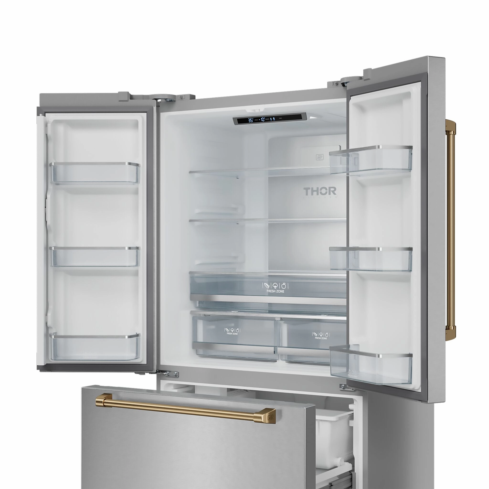 Thor Kitchen Stainless Steel French Door Counter-Depth Refrigerator with Ice Maker| Gordon Ramsay Collection (20.3 cu.ft.) - RF3621CTD99-BRZ