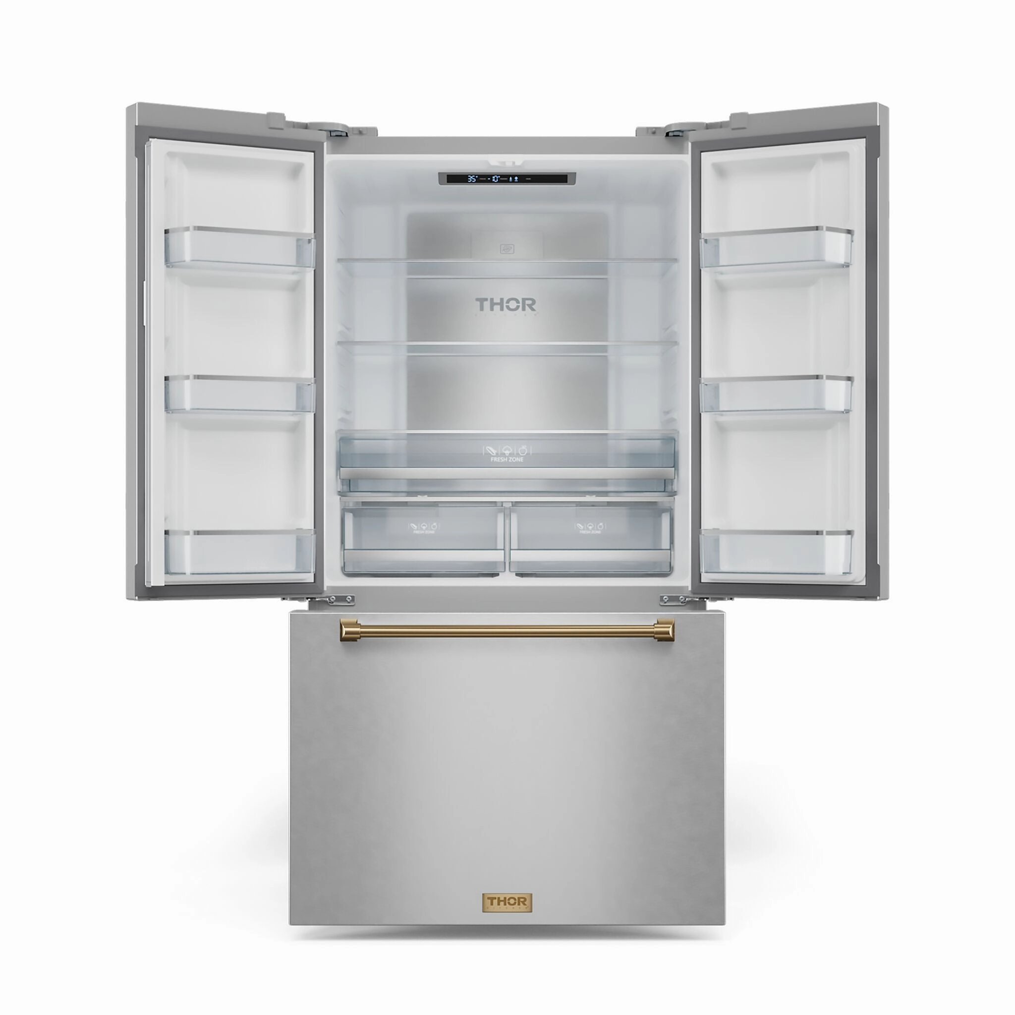 Thor Kitchen Stainless Steel French Door Counter-Depth Refrigerator with Ice Maker| Gordon Ramsay Collection (20.3 cu.ft.) - RF3621CTD99-BRZ