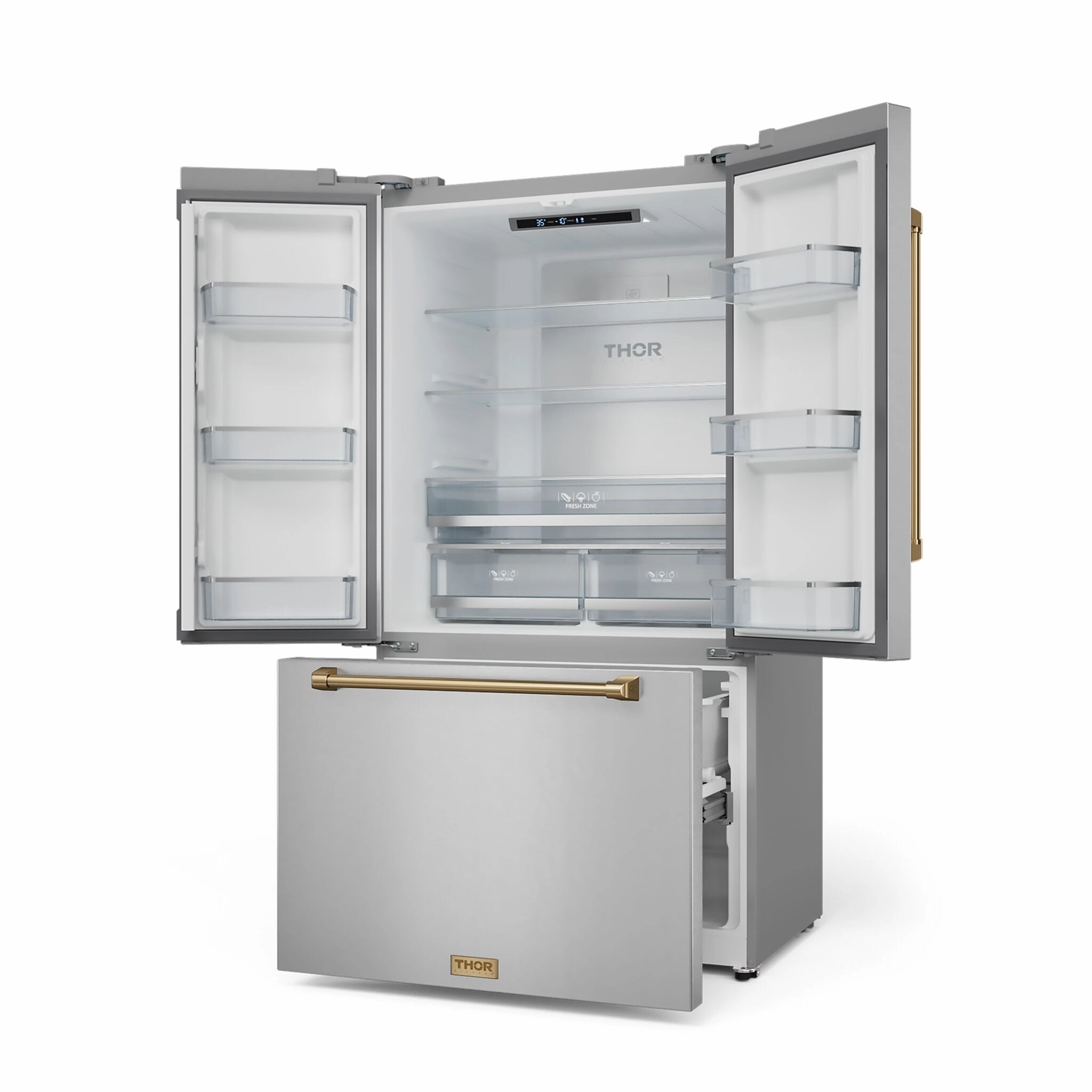 Thor Kitchen Stainless Steel French Door Counter-Depth Refrigerator with Ice Maker| Gordon Ramsay Collection (20.3 cu.ft.) - RF3621CTD99-BRZ