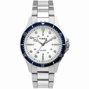 Timex Men's Watch - Navi XL Quartz White Dial Stainless Steel Bracelet | TW2U10900